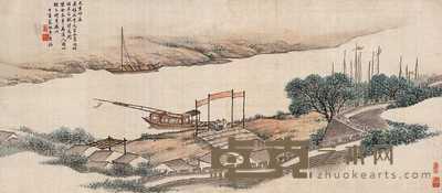 戴振年 己亥（1899年）作 邗江送别图 卷 31×70cm